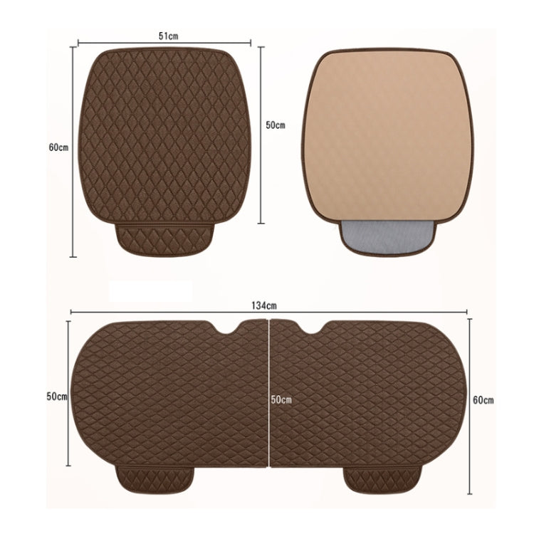 Non-Slip Rhombus Imitation Linen Car Seat Cushion, Color: Black Front Row