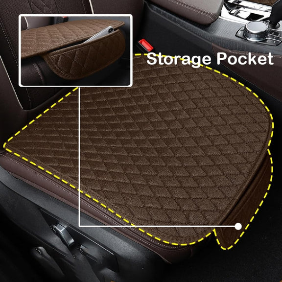 Non-Slip Rhombus Imitation Linen Car Seat Cushion, Color: Brown Front Row