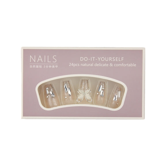 24pcs/box Handmade Nail Glitter Nail Jelly Glue Finished Patch, Color: BY1077(Wear Tool Bag)