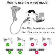 NETUM One-Dimensional Self-Sensing Code Sweeper Handheld Mobile Red Light Scanning Machine, Model: Wired With Bracket