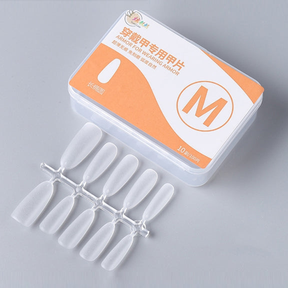 10pairs Of 100pcs/Box Frosted False Nails Artificial Tip, Shape: Long Ellipse M