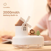 ZAY-H007 LED Light Double Spray Wireless Mini Desktop Windmill Music Humidifier(Pink)