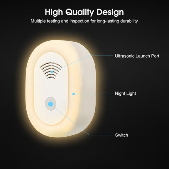 Adjustable Night Light Ultrasonic Mosquito Repeller Mini Home Electronic Mouse Repeller, Spec: UK Plug(White)