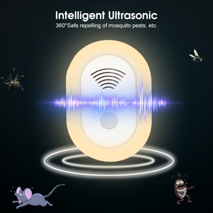 Adjustable Night Light Ultrasonic Mosquito Repeller Mini Home Electronic Mouse Repeller, Spec: US Plug(White)