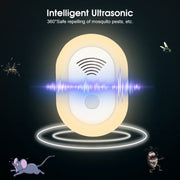 Adjustable Night Light Ultrasonic Mosquito Repeller Mini Home Electronic Mouse Repeller, Spec: US Plug(White)