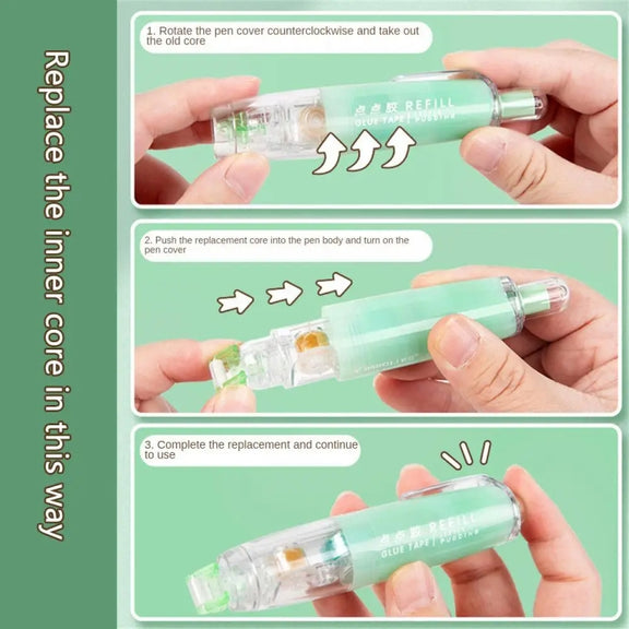 Push-Dry Quick Glue Stick Correction Tape Double Sided Adhesive For Handmade Handbook(White)