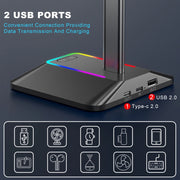 New Bee Dual Output Colorful Headset Display Rack HUB Expansion Headphone Holder, Color: Z8 Silver
