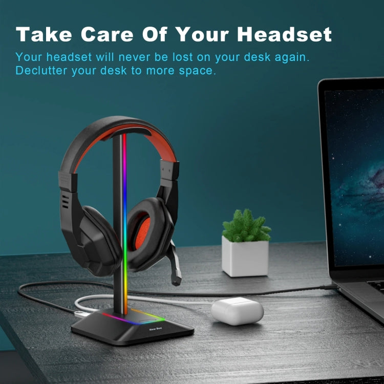 New Bee Dual Output Colorful Headset Display Rack HUB Expansion Headphone Holder, Color: Z8 Black