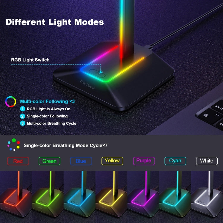 New Bee Dual Output Colorful Headset Display Rack HUB Expansion Headphone Holder, Color: Z8 Black