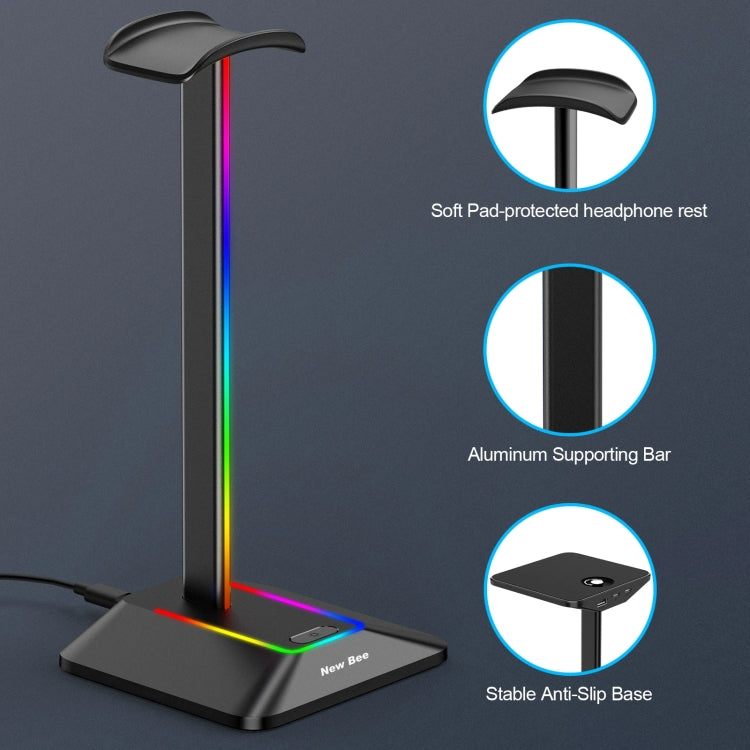 New Bee Dual Output Colorful Headset Display Rack HUB Expansion Headphone Holder, Color: Z8 Silver