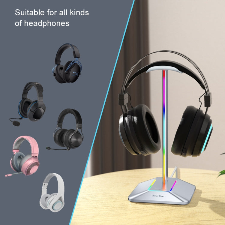 New Bee Dual Output Colorful Headset Display Rack HUB Expansion Headphone Holder, Color: Z9 Without Extended Interface Black
