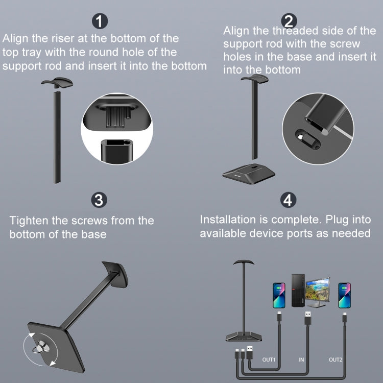 New Bee Dual Output Colorful Headset Display Rack HUB Expansion Headphone Holder, Color: Z8 Silver