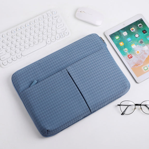 10/11 Inch Houndstooth Pattern Oxford Cloth Laptop Bag Water-resistant Tablet Storage Bag(Haze Blue)