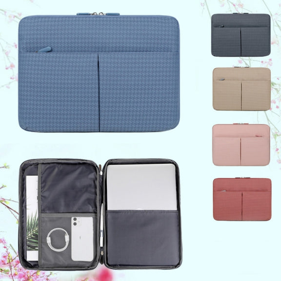 13/13.3 Inch  Houndstooth Pattern Oxford Cloth Laptop Bag Water-resistant Tablet Storage Bag(Pink)
