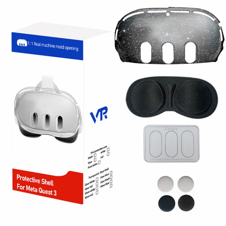 For Meta Quest 3 PC Protective Shell, Style: 7 In 1 (Ordinary Transparent Black)