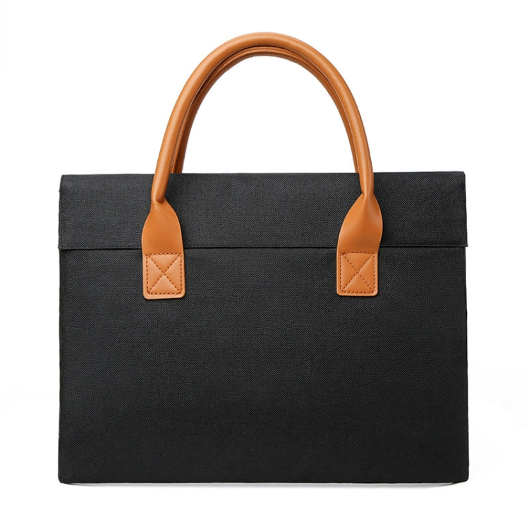 13.3 Inch Oxford Cloth Lightweight Portable Laptop Bag With PU Handle(Black)