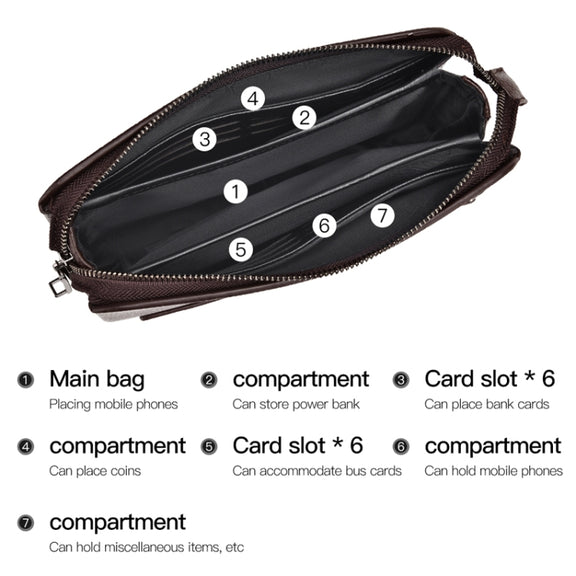 WEIXIER W125 Men Clutch Bag Password Zipper Business Phone Case(Brown)