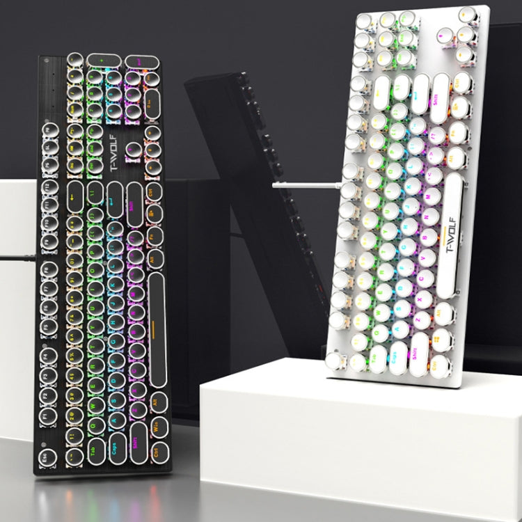 T-WOLF T75 104 Keys Adjustable RGB Light Computer Game Wired Mechanical Keyboard(Black)