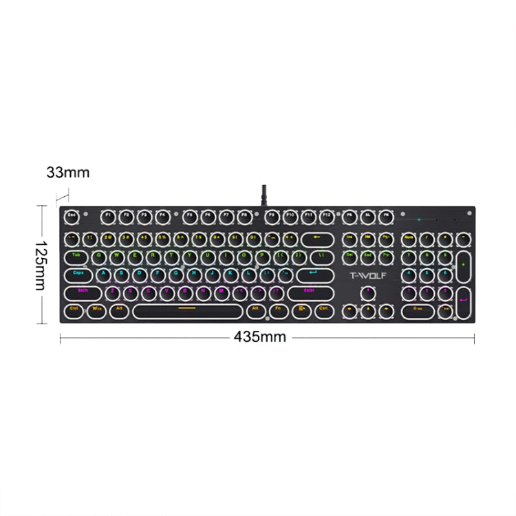 T-WOLF T75 104 Keys Adjustable RGB Light Computer Game Wired Mechanical Keyboard(Black)