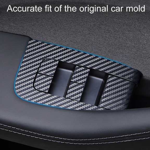4pcs /Set For Tesla Model 3 Lift Window Button Sticker Car Interior, Style: Carbon Fiber