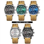 BINBOND B6022 30m Water-resistant Luminous Multifunctional Quartz Watch, Color: Black Steel-Black