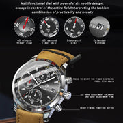 BINBOND B6022 30m Water-resistant Luminous Multifunctional Quartz Watch, Color: Black Steel-Blue