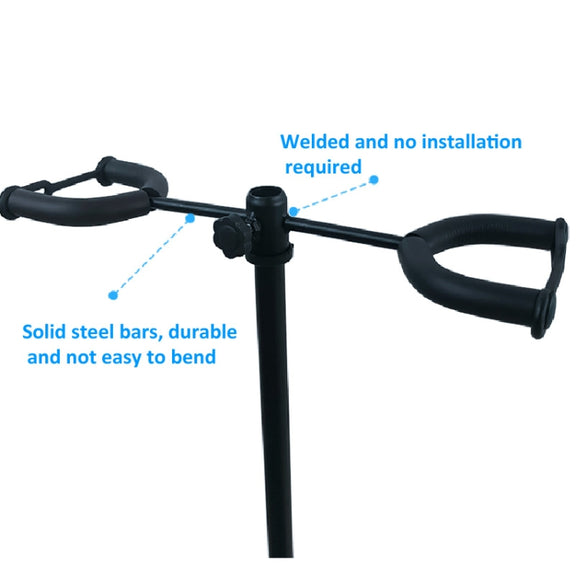 Adjustable Double Guitar Stand Holds Two Electric Or Acoustic Guitars