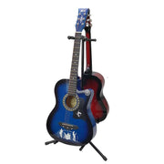 Adjustable Double Guitar Stand Holds Two Electric Or Acoustic Guitars