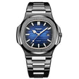 BINBOND B1885 30m Waterproof Retro Luminous Square Men Quartz Watch, Color: Black Steel-Blue-White - free shipping - PMC TechLife - Order now!