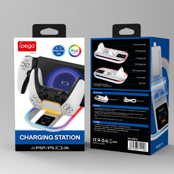 For SONY PlayStation Portal iPega Controller & Game Console Charger with RGB Light