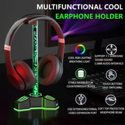 RGB Lighted Headphone Stand With Ambient Light USB Expansion Port Headphone Display Bracket, Style: Without 3.5mm Port