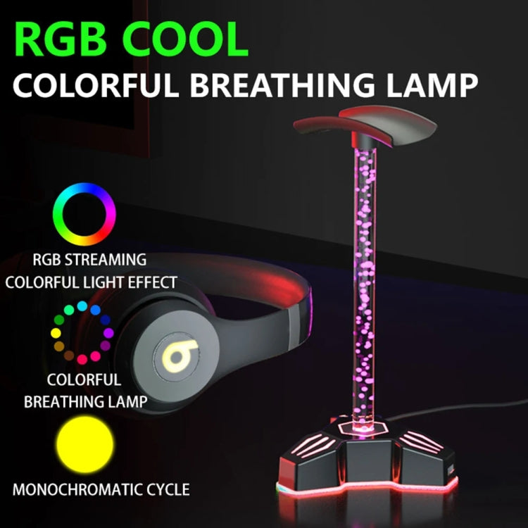 RGB Lighted Headphone Stand With Ambient Light USB Expansion Port Headphone Display Bracket, Style: Without 3.5mm Port
