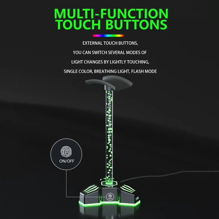 RGB Lighted Headphone Stand With Ambient Light USB Expansion Port Headphone Display Bracket, Style: Without 3.5mm Port