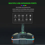 RGB Lighted Headphone Stand With Ambient Light USB Expansion Port Headphone Display Bracket, Style: Without 3.5mm Port