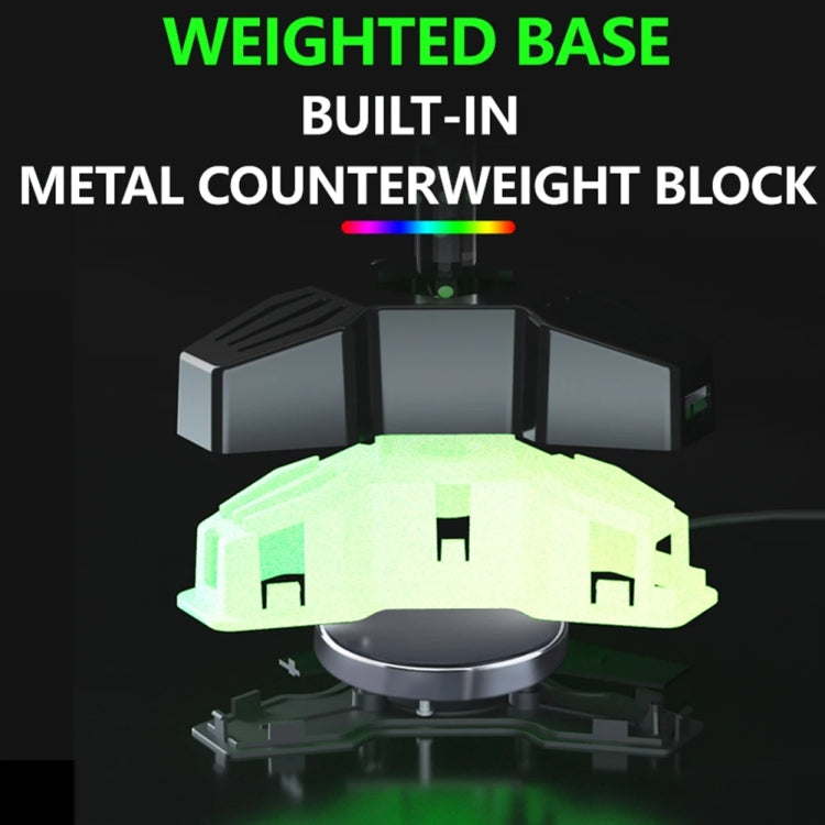 RGB Lighted Headphone Stand With Ambient Light USB Expansion Port Headphone Display Bracket, Style: Without 3.5mm Port