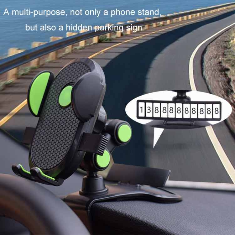 Car Dashboard Chuck Navigation Bracket Parking Number Plate(Green)