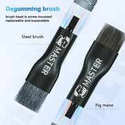 MECHANIC Cell Phone Motherboard Chip Degumming Brush PCB De-Tin Cleaning Cylinder Long Handle Brush, Style: Double-ended Sideburns+Steel Wire