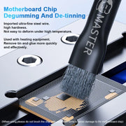 MECHANIC Cell Phone Motherboard Chip Degumming Brush PCB De-Tin Cleaning Cylinder Long Handle Brush, Style: Double-ended Sideburns+Steel Wire