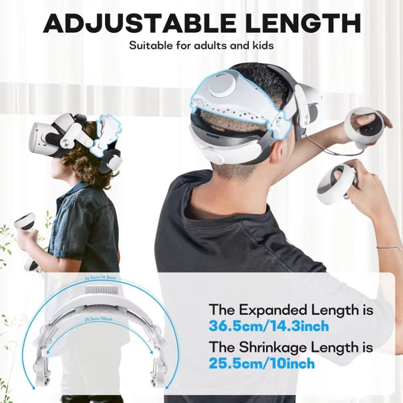 DEVASO VR Glasses Retractable Adjustable Headband Accessories For Meta Quest 3S / Meta Quest 3 / Meta Quest 2 / Meta Quest Pro / Pico 4 / Pico 4 Pro(White)