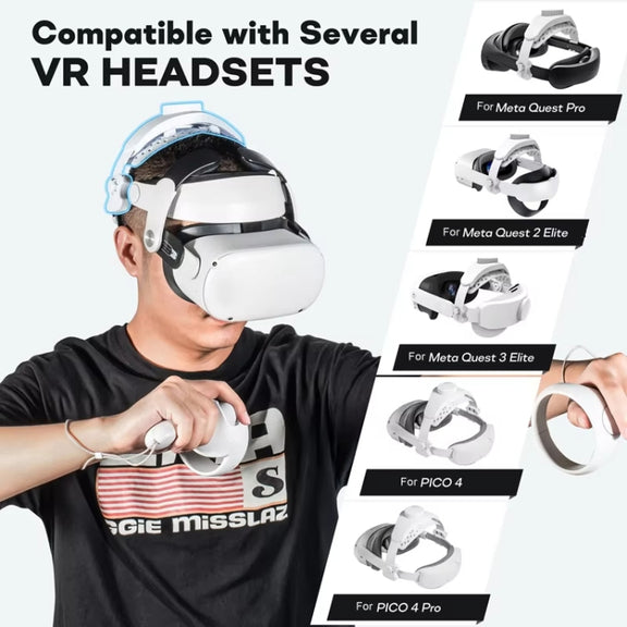 DEVASO VR Glasses Retractable Adjustable Headband Accessories For Meta Quest 3S / Meta Quest 3 / Meta Quest 2 / Meta Quest Pro / Pico 4 / Pico 4 Pro(Black)