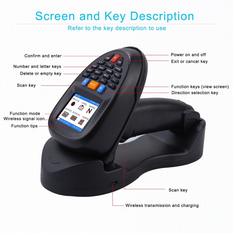 NEWSCAN 1D Laser  Wireless Barcode Reader Scanner Data Collector With 2.2-Inch LCD Screen
