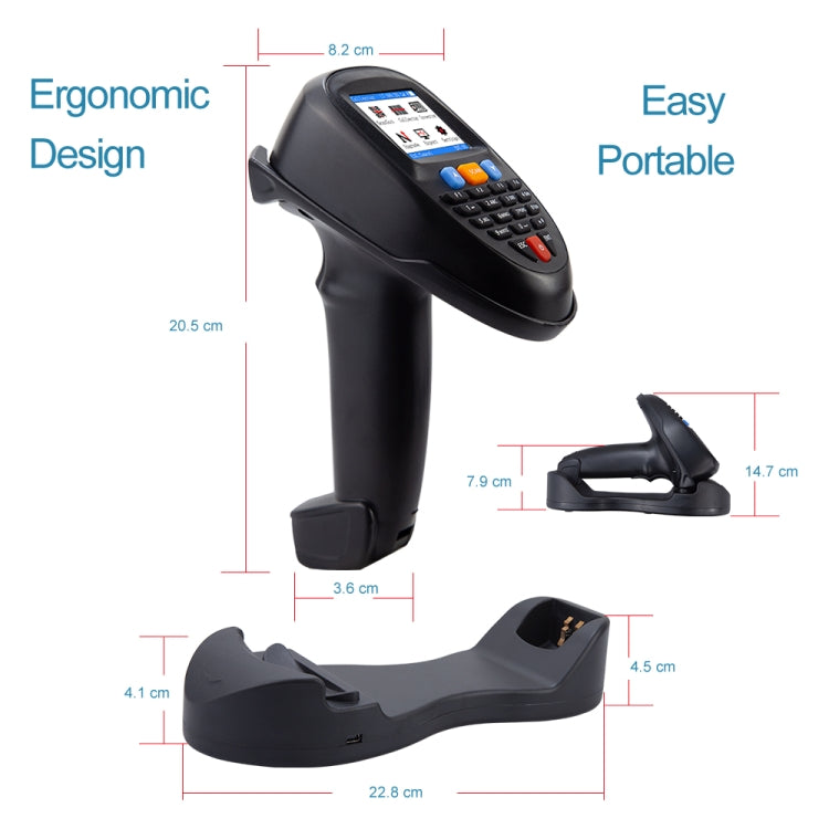 NEWSCAN 1D Laser  Wireless Barcode Reader Scanner Data Collector With 2.2-Inch LCD Screen