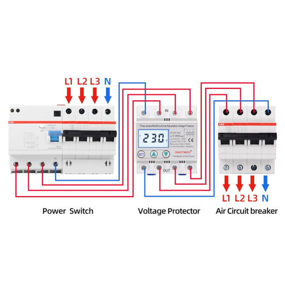 SINOTIMER STVP-932 40A 3-phase 380V LCD Self-resetting Adjustable Surge Voltage Protector