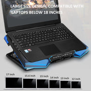 NUOXI 5 Fans Laptop Radiator Bracket Height Adjustable with Dual USB Ports(Black and Red)