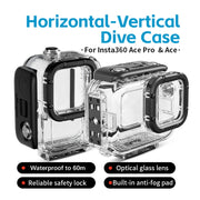For Insta360 Ace aMagisn Horizontal and Vertical Shooting Dive Shell 60m Water-resistant Shell Accessories