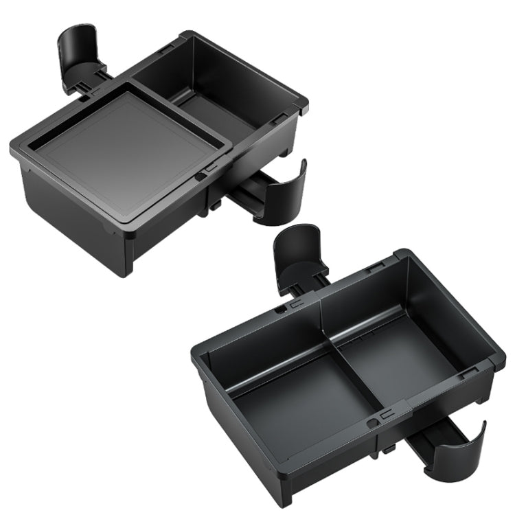 Car Seat Armrest Storage Box Adjustable Tissue Box(Black+Cover Plate)