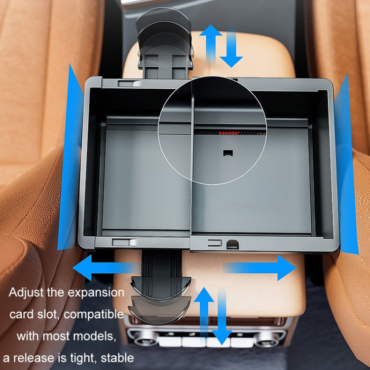 Car Seat Armrest Storage Box Adjustable Tissue Box(Black+Cover Plate)