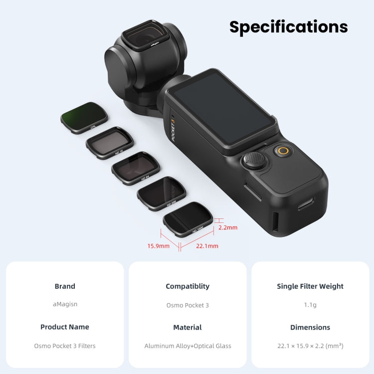 For DJI Osmo Pocket 3 aMagisn HD Double Sided Coated Filters Sports Camera Protective Goggles, Style: CPL