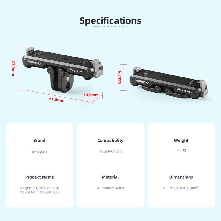 For Insta360 GO 3 / 3S aMagisn Magnetic Fast Disassembly Bottom Seat Bracket Sports Camera Accessories