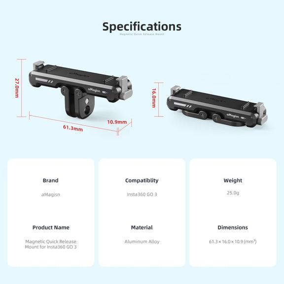 For Insta360 GO 3 / 3S aMagisn Magnetic Fast Disassembly Bottom Seat Bracket Sports Camera Accessories